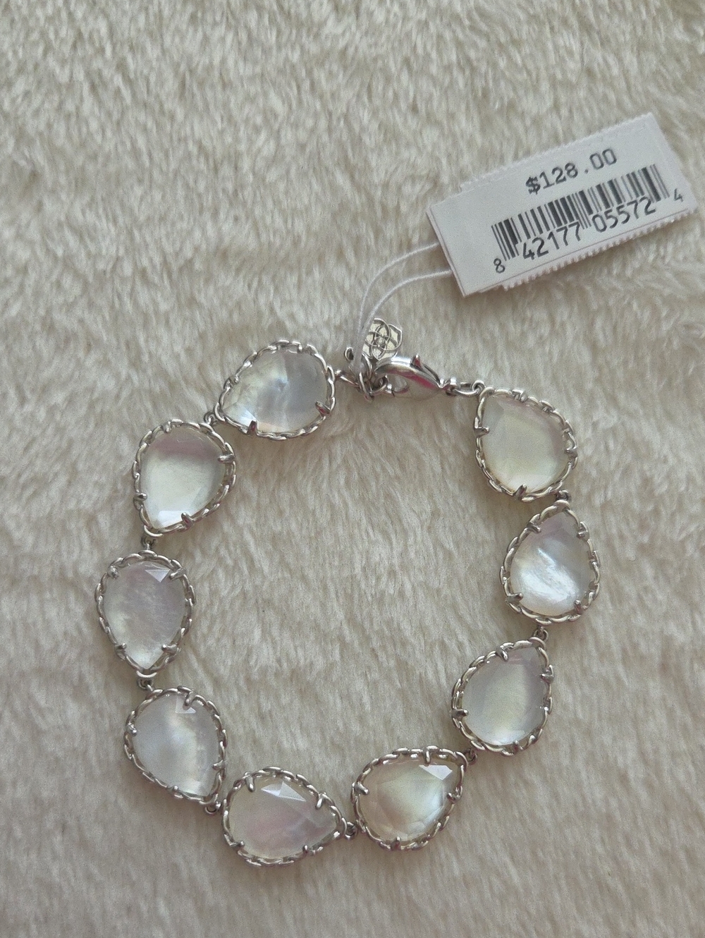 Kendra Scott Silver Mother of Pearl KENZIE BRACELET New NWT